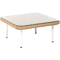 Beliani BAUCINA - Tuinsalontafel - Lichtbeige/Wit - Staal