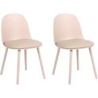 Beliani ANKENY - Set van 2 eetkamerstoelen - Beige - Kunstleer
