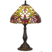 Rabalux 8090 tafellamp Mirella, E27, brons-zilver-meerkleurig, rond, klassiek, diameter 300mm