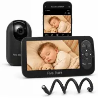 Five Stars Dream One CONNECT - Babyfoon met Camera en App - 5 inch Display - Baby Monitor - Inclusief Flexhouder - Zwart