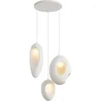 QAZQA Japandi hanglamp wit met kap organisch 3-lichts - Moonstone