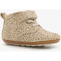 Groot leren babyschoenen beige met stippenprint maat 19