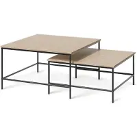 Vicco Salontafel set Ramio, Eiken/Zwart, 80 x 80 cm 2 delen