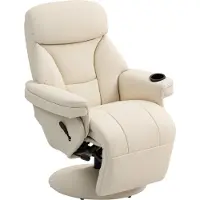 HOMCOM Recliner-PU-86B x 87T x 96-106H cm-Cremeweiß