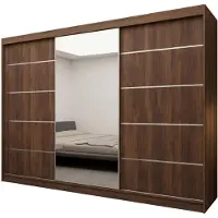 MargaretHadas24 Margaret Hadas24 SAMANTHA: Kommode, 240 cm, kast voor de woonkamer, meubels voor de woonkamer, kommode met schuifdeuren, notenhout Warmia