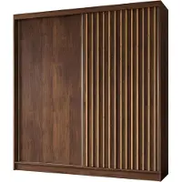 MargaretHadas24 200 cm kledingkast Erika met lamellen, zonder spiegel, schuifdeuren, kledingstang, garderobe (kleur: Nuss Warmia, artisan)
