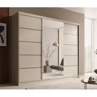 Fun-Möbel Kledingkast met schuifdeuren, model OSLO, in mat cashmerekleur, afmetingen 250x215x58 cm