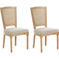 Beliani BONANZA - Eetkamerstoel set van 2 - Lichtbruin/Beige - Stof