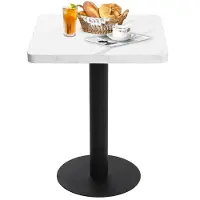 Sonstiges Eettafel, vierkant, 60x60 cm, wit, marmerlook, MDF, metalen frame