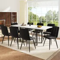 Sonstiges Eettafelset voor 4-8 personen, bestaande uit een uitschuifbare tafel (140x80 cm) en 4-8 fluweelstoelen met metalen frame