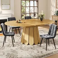 Sonstiges Eettafel, uitschuifbaar, houtlook, rond, uitschuifbaar tot 158 cm, 76 cm hoog, geschikt voor maximaal 6 personen, voor keuken of woonkamer