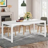 Tribesigns Eettafel, 160 x 80 cm, rechthoekig, wit, industriële stijl, metalen poten, geschikt voor 4-6 personen