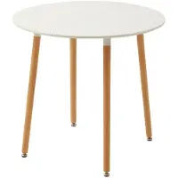 Sonstiges Eettafel van rundleer, keukentafel voor 2-4 personen, 80x80x75 cm, wit met beukenpoten