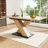 Sonstiges Uitschuifbare eettafel, 119-158,5 cm, MDF, natuurlijke kleur, geschikt voor keuken en woonkamer