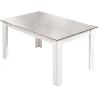 Mondeer Eettafel voor de keuken, geschikt voor 4-6 personen, wit/grijs, 138x90x75 cm, gemaakt van grenenhout