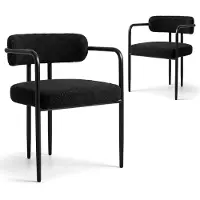 Puluomis eethoekstoelen met armleuningen, set van 2, ergonomische keukenstoelen met beklede zitting, teddyfleece bekleding, draagvermogen 120 kg, zwart