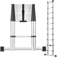TecTake Telescoopladder met 13 Sporten - Vouwladder - 3,85 Meter - Soft Close - Anti Slip - Uitschuifbare Telescopische Ladder - Trapladder - Lichtgewicht Aluminium Trap - Betrouwbare Vergrendeling