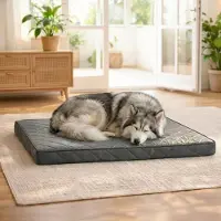 Belviona hondenmatras, orthopedisch, memory foam hondenmat met afneembare hoes, gemakkelijk schoon te maken en antislip, 118x80 cm, grijs
