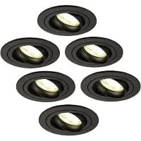LEDVION - 6X LED Inbouwspot Tokyo - Zwart - Dimbaar - 3W - 4000K - Ø92 mm