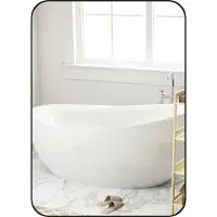 HOMCOM Badkamerspiegel-Glas, Metaal-70L x 50B x 2,5H cm-Zwart