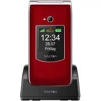 Beafon SL605 LTE, fliptel, single SIM, 6,1 cm (2,4 inch), 1,3 MP, 1550 mAh, zwart, rood