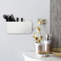 Northix Witte, zelfklevende organizer voor cosmetica in de badkamer, met 4 compartimenten