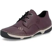 Rieker dames sneaker, sportief model met veters en decoratieve stiksels, artikelnummer 55920, maat: 38 EU, kleur: rood