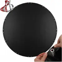 Relaxdays Zwembadafdekking, rond, zwembadtent van Ø 680 cm, geschikt voor zomer en winter, afdektent met oogjes en touw, UV-bestendig, PE, zwart