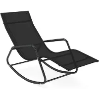 Costway Schommelstoel, ligbed, strandstoel, ergonomische schommelstoel, tuinligbed geschikt tot 160 kg, relaxstoel voor tuin, terras of balkon, zwart