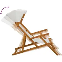 vidaXL Ligstoel, 3 standen, massief eucalyptus hout, crème kleur