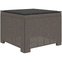 vidaXL Eén-zits Tuin Sofa met Kussen Rieten Look PP Lichtgrijs