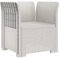 vidaXL Eén-zits Fauteuil met Kussens Rieten Look PP Wit