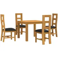 vidaXL Eetset, 5 stuks, zwart, massief eikenhout