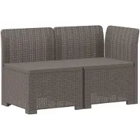 vidaXL 2-Zits Tu bank met Kussens Rattan Look 2-zits PP Lichtgrijs