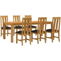 vidaXL Eetset, 7-delig, zwart, massief eikenhout