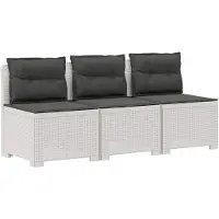 vidaXL 3-Zits Tu bank met Kussens Rattan Look 3-zits PP Wit