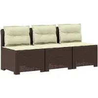 vidaXL 3-Zits Tu bank met Kussens Rattan Look 3-zits PP Bruin