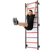 Marbo-sport Sport - Gymnastiekrek - Wall Bar - MH-U204 - 230 x 81 cm - Metalen wandrek voor fitness en revalidatie - Thuisgym en Home Gym - Rood-zwart