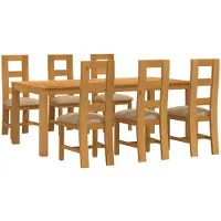 vidaXL Eetkamerset 7 st Beige Massief Eikenhout