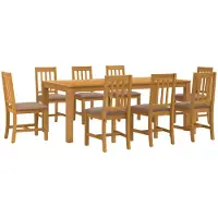 vidaXL Eetset, 9 stuks, grijs, massief eikenhout