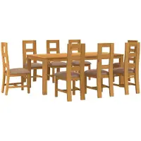 vidaXL Eetset, 9 stuks, grijs, massief eikenhout