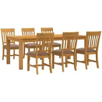vidaXL Eetset, 7-delig, grijs, massief eikenhout