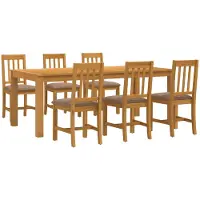 vidaXL Eetset, 7-delig, grijs, massief eikenhout