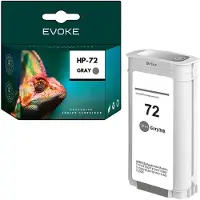 Evoke Compatibele cartridges voor de HP-printer 72 C9374A, grijs, 130 ml, compatibel met DesignJet T1100, T1120, T1300, T610 en T770
