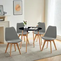 Sonstiges Essgroep: Ronde tafel, zwart + 4 stoelen, beuken, grijs, 80x80x74 cm