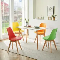 Sonstiges Eetset bestaande uit een eettafel met 4 stoelen, in de kleuren wit/rood/geel/groen/oranje, afmetingen 110x70x74 cm