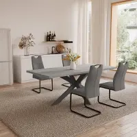 Sonstiges Uittrekbare eettafelset, 170 cm, grijs. Bestaande uit: 1 tafel + 4 stoelen, gemaakt van MDF-hout