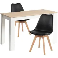 Sonstiges Eetset bestaande uit een eettafel met 2 stoelen, rechthoekig, eikenhout en wit, 120 cm, zwart