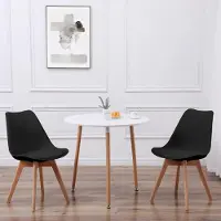 Sonstiges Ronde eettafel wit met 2 zwarte stoelen, gemaakt van MDF en beuken, afmetingen 80x80x75 cm