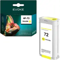 Evoke Compatibele cartridges voor de HP-printer 72 C9373A, geel, 130 ml, compatibel met DesignJet T1100, T1120, T1300, T610 en T770